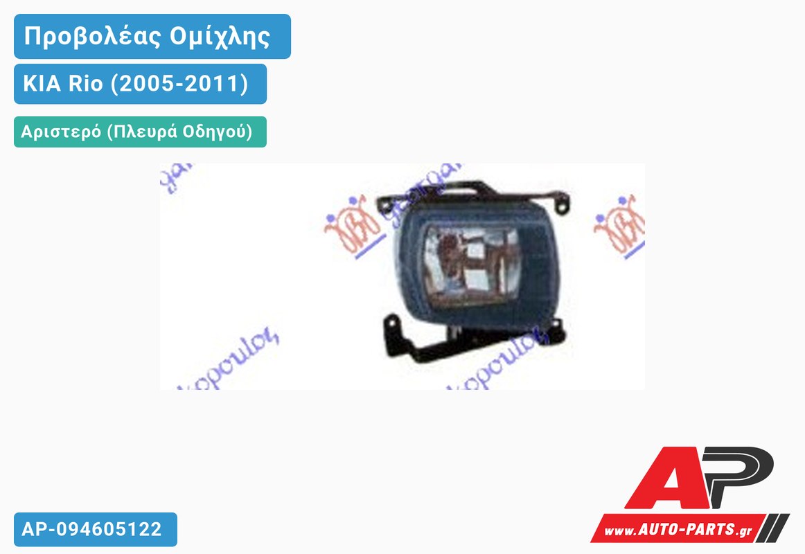 Προβολέας Ομίχλης ΜΑΥΡΟΣ Αριστερός KIA Rio (2005-2011)