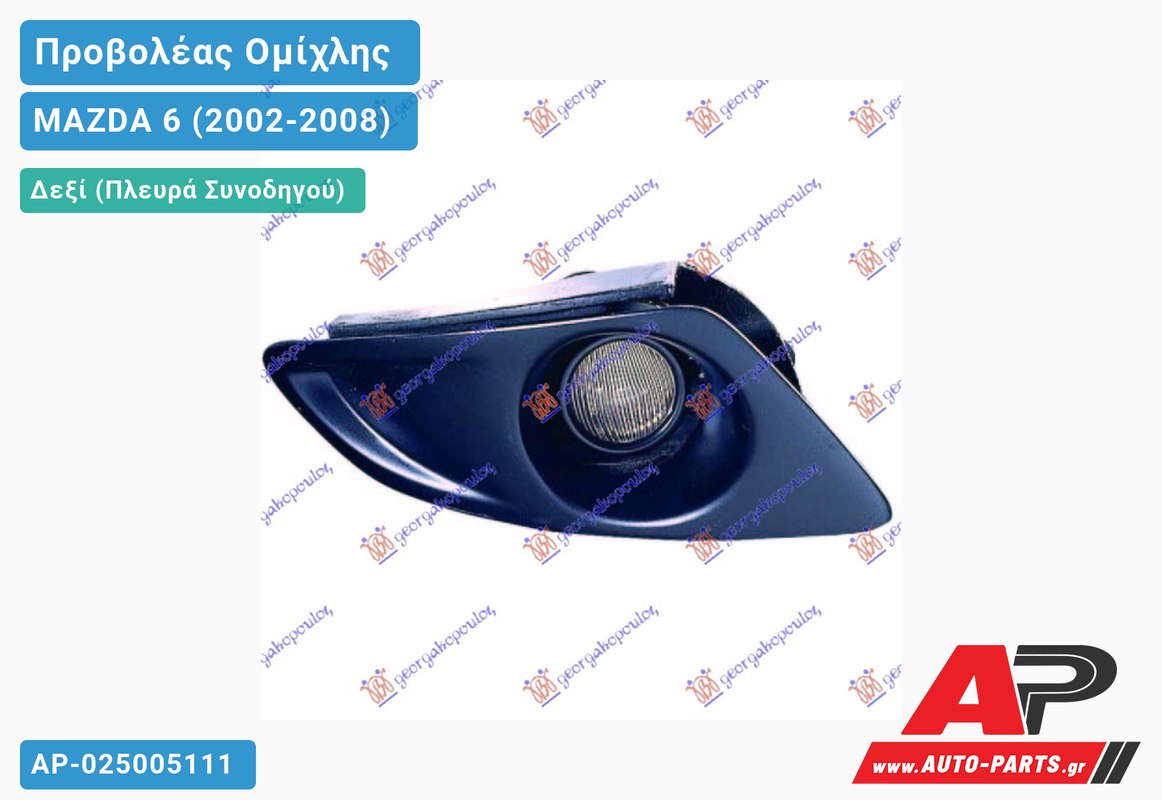 Προβολέας Ομίχλης -06 (Ευρωπαϊκό) Δεξιός MAZDA 6 (2002-2008)