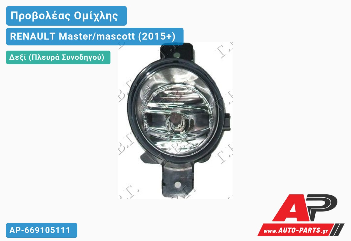 Προβολέας Ομίχλης VALEO Δεξιός RENAULT Master/mascott (2015-2019)