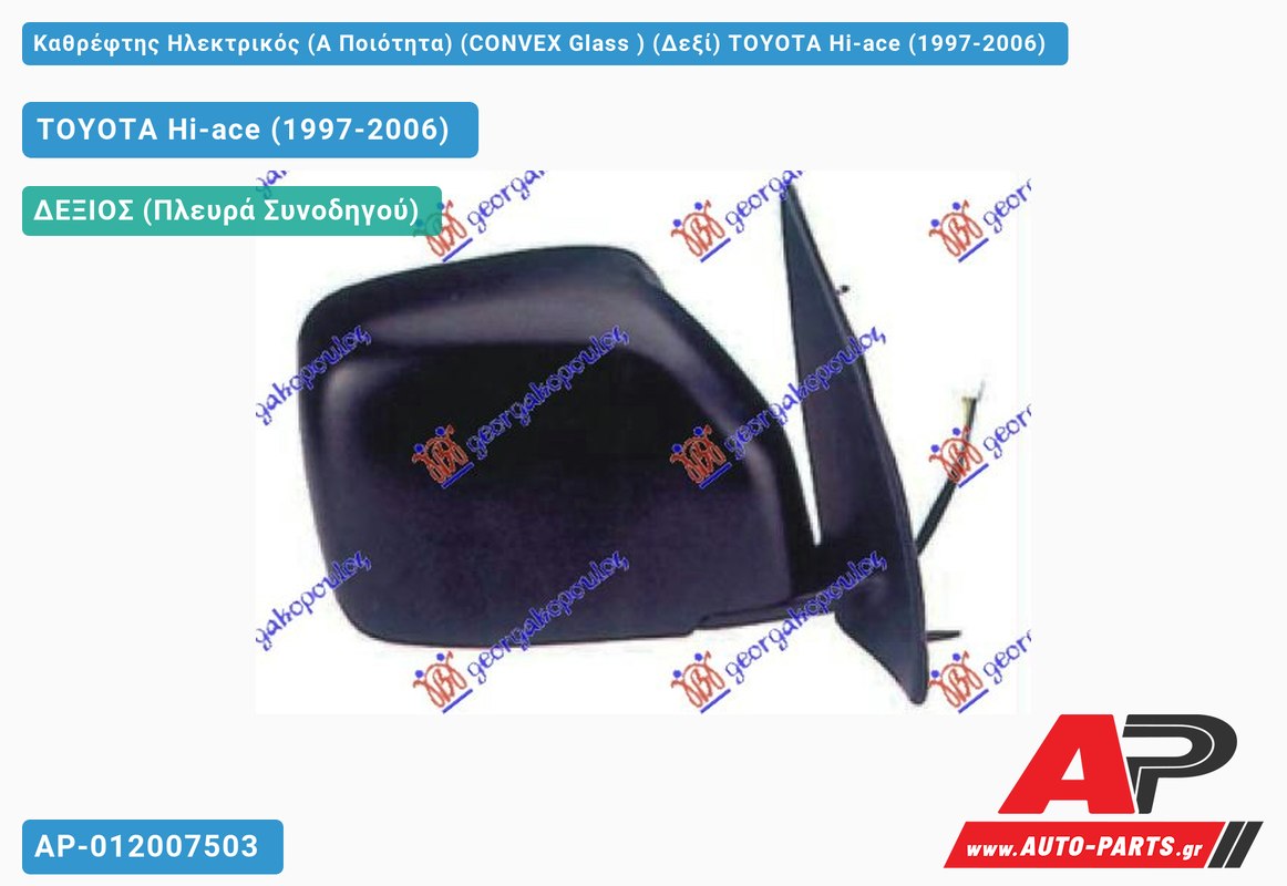 Καθρέφτης Ηλεκτρικός (Α Ποιότητα) (CONVEX Glass ) (Δεξί) TOYOTA Hi-ace (1997-2006)