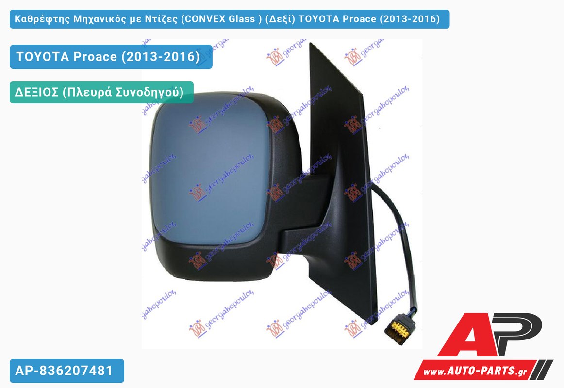 Καθρέφτης Μηχανικός με Ντίζες (CONVEX Glass ) (Δεξί) TOYOTA Proace (2013-2016)
