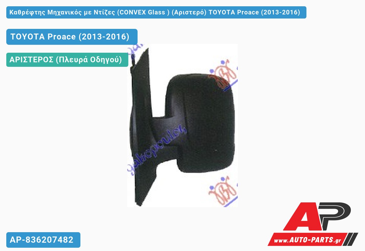 Καθρέφτης Μηχανικός με Ντίζες (CONVEX Glass ) (Αριστερό) TOYOTA Proace (2013-2016)