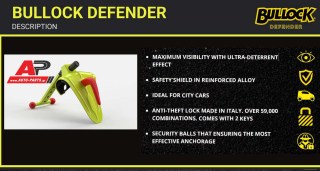 Bullock Defender Κλειδαριά Τιμονιού, αντικλεπτικό σύστημα - Χαρακτηρίστηκα