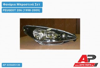 Φανάρια Μπροστινά Σετ Μαύρο LED Τύπου Α5 PEUGEOT 206 (1998-2009)