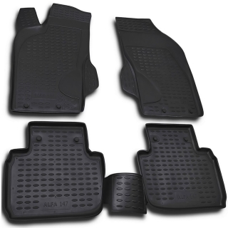 Άοσμα Μαύρα Πατάκια Σκαφάκια 3D για ALFA ROMEO 147 (2000-2010) - 3-Θυρο