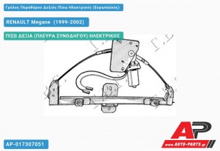 Ανταλλακτικός γρύλος παραθύρου, ΠΙΣΩ ΔΕΞΙΑ (ΠΛΕΥΡΑ ΣΥΝΟΔΗΓΟΥ) ΗΛΕΚΤΡΙΚΟΣ για RENAULT Megane [Liftback] (1999-2002)